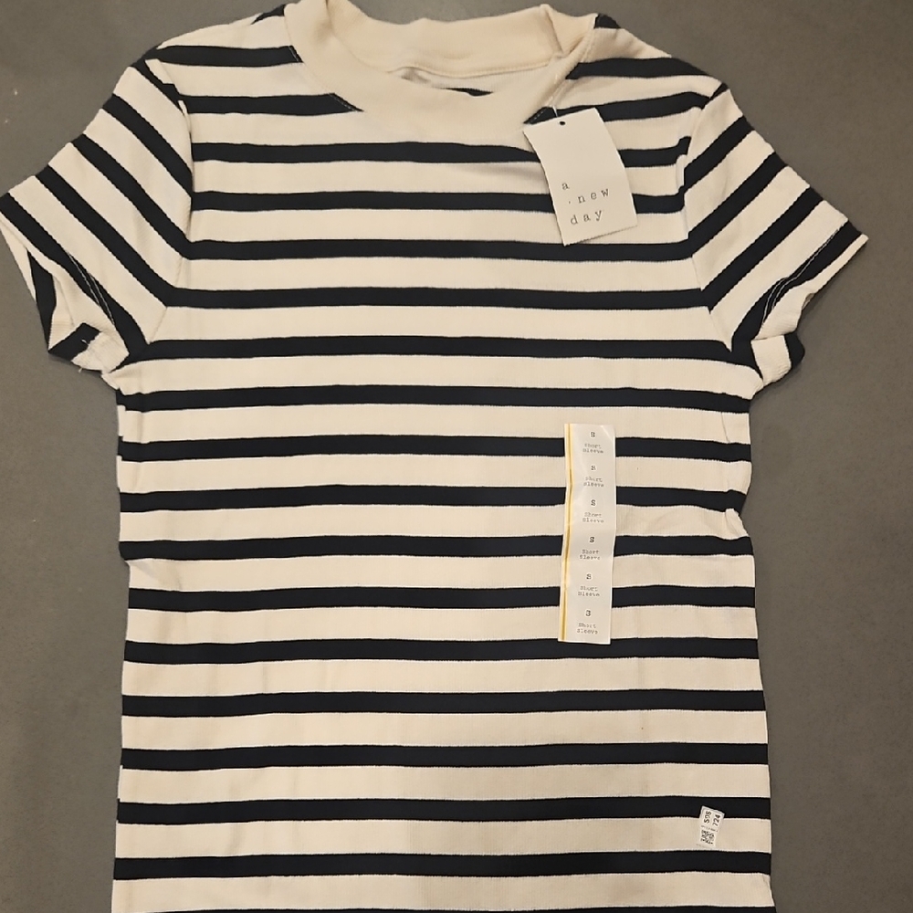 A New Day Black and White Striped Kids Tee